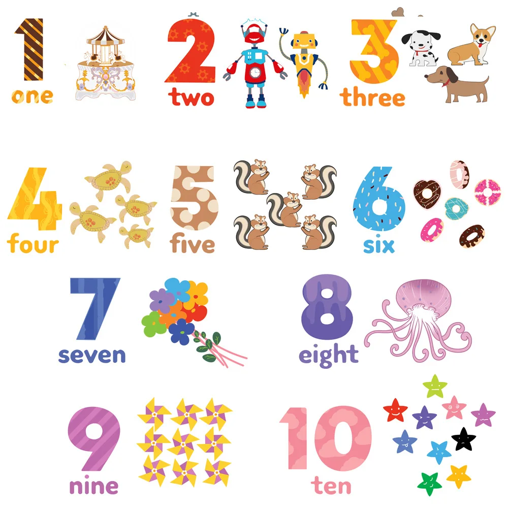 

Creative Children's Room Kindergarten Beautification Decoration Wall Sticker Lovely Cartoon Digital Baby Learning Wall Sticker