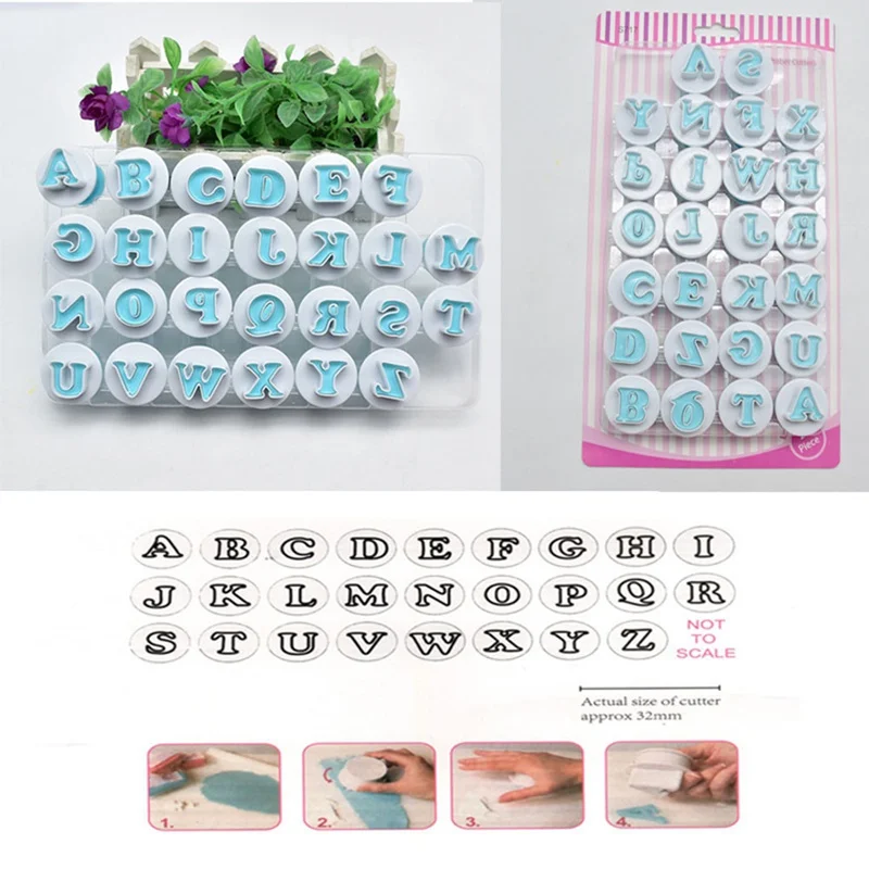 

English Alphabet Numbers Spring Fondant Cake Mold Chocolate Biscuit Plastic Mold DIY Baking Tools