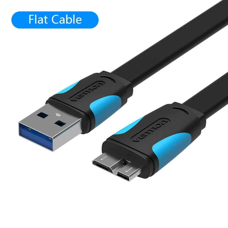 Vention Micro USB 3,0 кабель для передачи данных Micro-B кабель для быстрой зарядки для жесткого диска Galaxy Note 3 Galaxy S5 - Цвет: Flat Cable