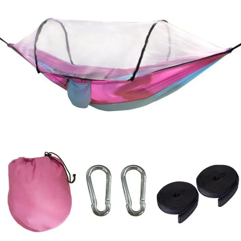 

1-2 Person Portable Outdoor Hammock with Mosquito Net Parachute Camping Hanging Sleeping Bed Swing