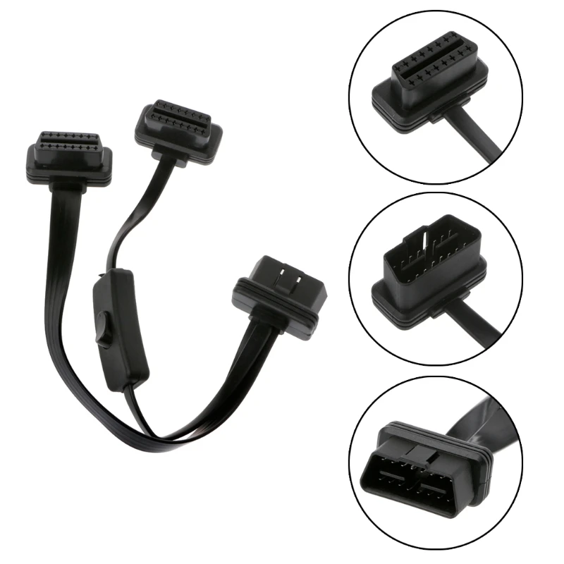 16 Pin OBD2 Y сплиттер с переключателем папа к двойному гнезду 2 в 1 Удлинительный