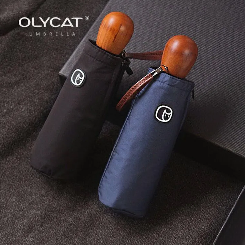 OLYCAT компактный мини-зонт Женский Детский и мужской зонт Карманный Зонт, деревянная ручка зонтик Ветрозащитный складной зонтик, УФ Защита