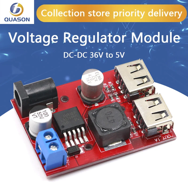 LM2596 LM2596S двойной USB DC 9 в 12 В 24 36 до 5 3A понижающий преобразователь Плата