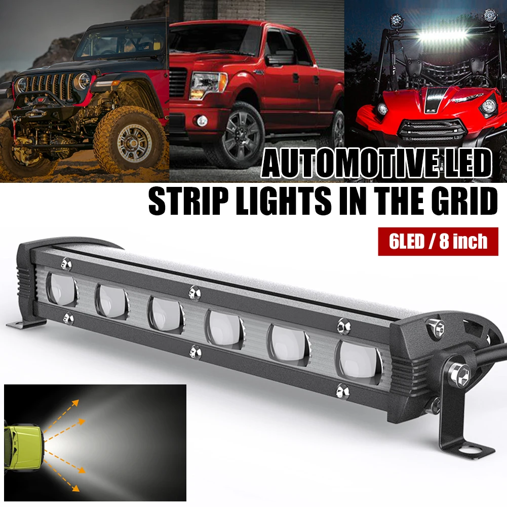 

8 Inch 18W LED Light Bar Car Spotlight LED Work Light 9-30V Driving Lamp 6000K White Fog Light for Off-road SUV Car Boat Truck