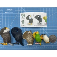 saluting animals gashapon toys bald eagle crow budgerigar owl sparrow creative action figure model ornament toys