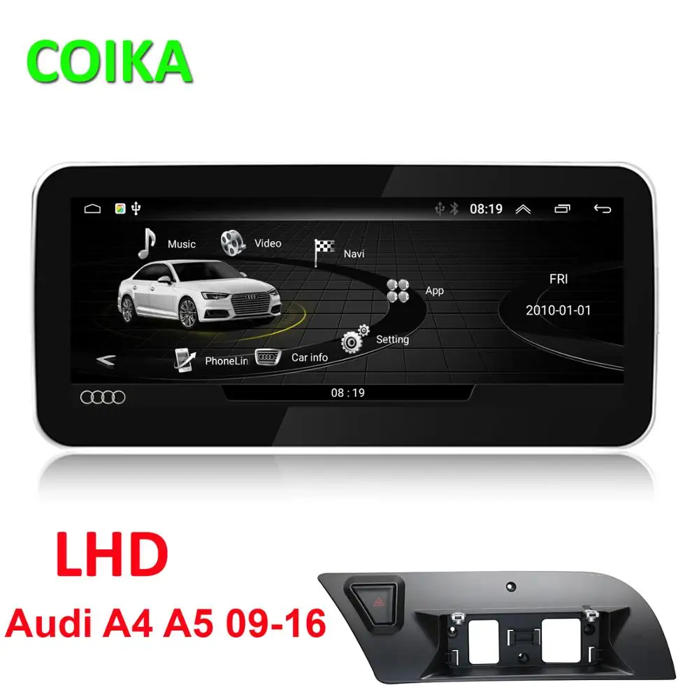 COIKA 10,2" Android 9,0 система автомобильный экран gps Navi для Audi A4 A5 2009- BT Телефонная книга зеркальный экран видео сенсорный экран