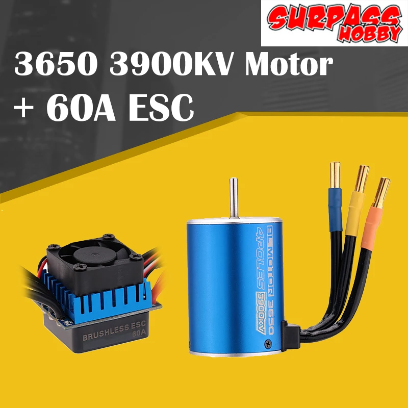 SURPASS HOBBY 3650 2050KV/2300KV/3100KV/3900KV бесщеточный Бессенсорный двигатель 5 мм + 60A ESC для 1/10 RC