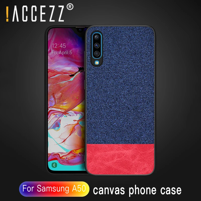 ! ACCEZZ для samsung Galaxy A50 чехол телефона Роскошная ткань мягкий ТПУ холст ультра тонкая