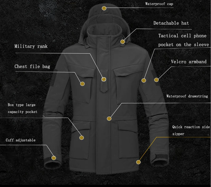 Утолщенная водонепроницаемая ветрозащитная тактическая ветровка M65 куртка для