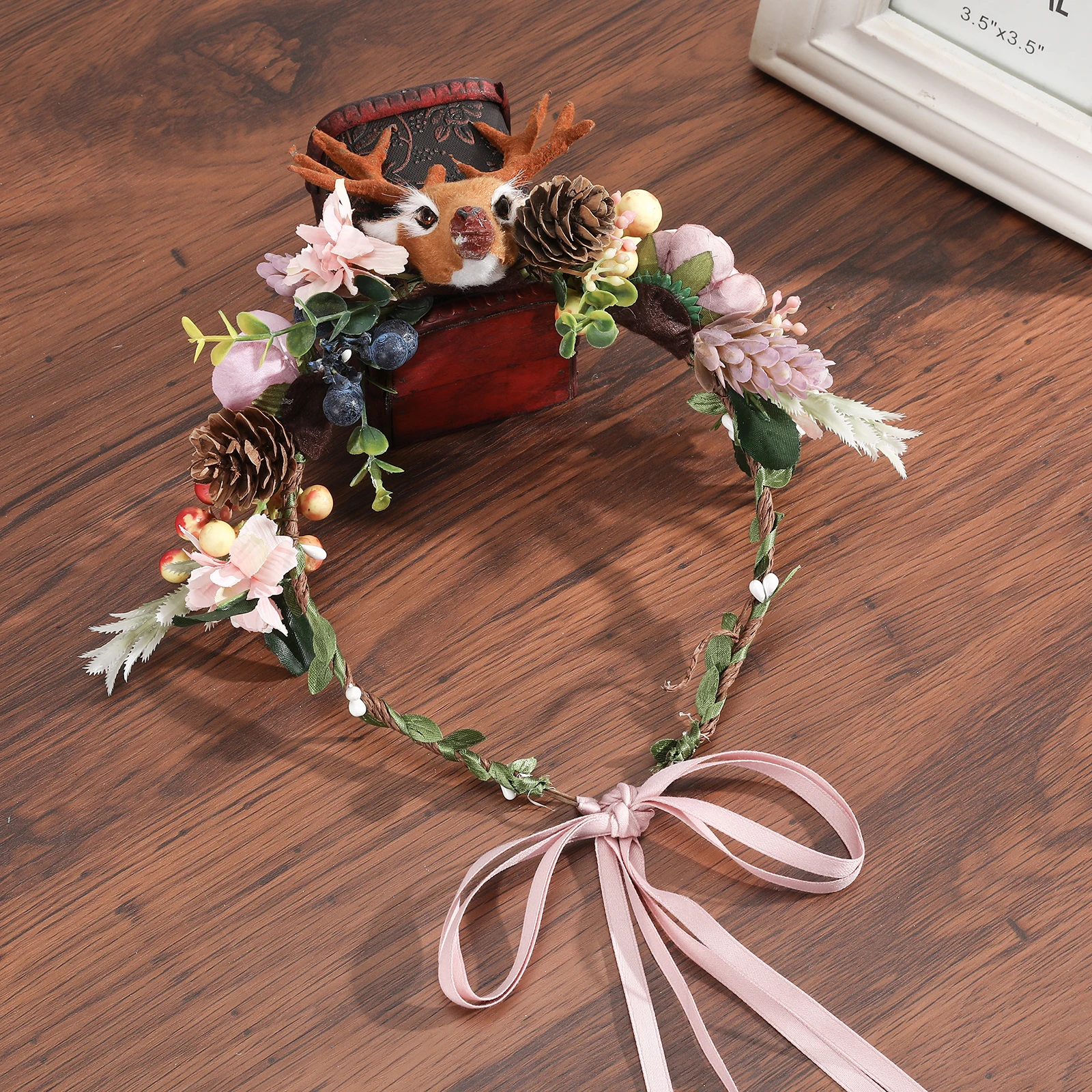 Haimeikang рождественские цветочные повязки на голову голова оленя ягоды свадебное