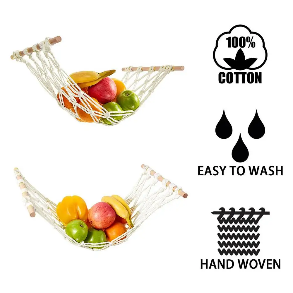 

Macrame Fruit Hammock Under Cabinet Storage Fruits Net Boho Vegetable Basket Hanging Holder