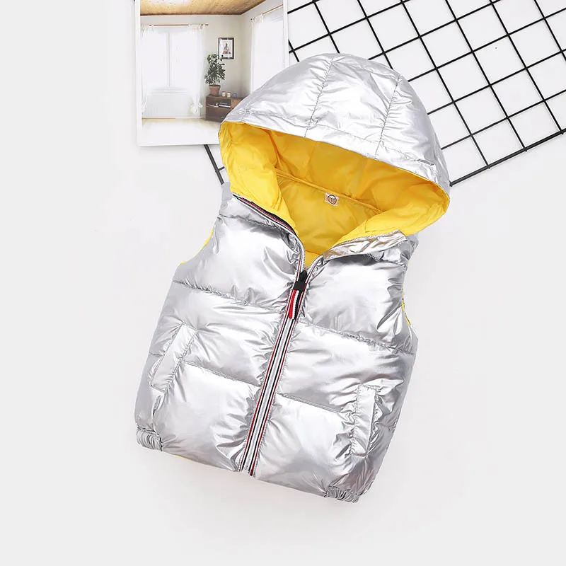 

Зимний жилет с капюшоном непроницаемый детский теплый базовый жилет для мальчиков и девочек без рукавов Детское пальто зимние жилеты От 3 д...