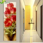 Абстрактная Картина на холсте тюльпан, красный цветок, 3 шт., настенные художественные картины для гостиной, принты и постер, домашний декор