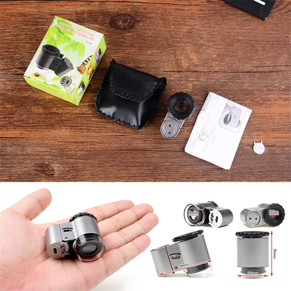 50X LED Mini Microscope Jewelry Magnifying Glass Loupe 9882A | Инструменты