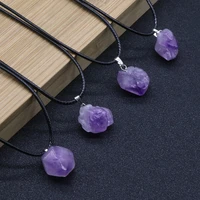 natural stone amethyst druse crystal pendants charms necklace for women jewelry