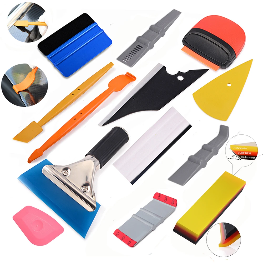 

FOSHIO Car Window Tint Tools Set Carbon Fiber Film Vinyl Wrapping Magnet Tuck Squeegee Auto Cleaning Water Scraper Tinting Wrap