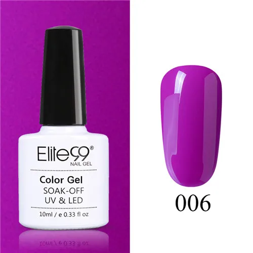PP006 Elite99 10 мл Гель-лак для ногтей замачиваемый УФ красочный Фиолетовый лак для ногтей художественный Гель-лак для Ногтей Стойкий гель нужен основа и верхнее покрытие - Цвет: PP006