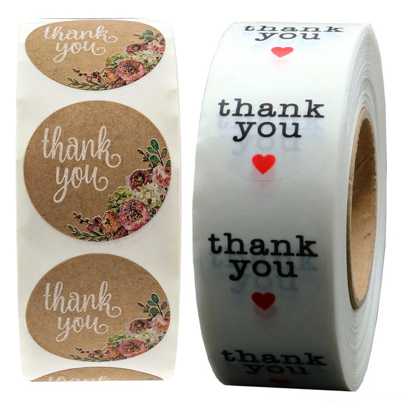 Милые прозрачные Цветочные наклейки с надписью Thank You цветок круглые для визитки