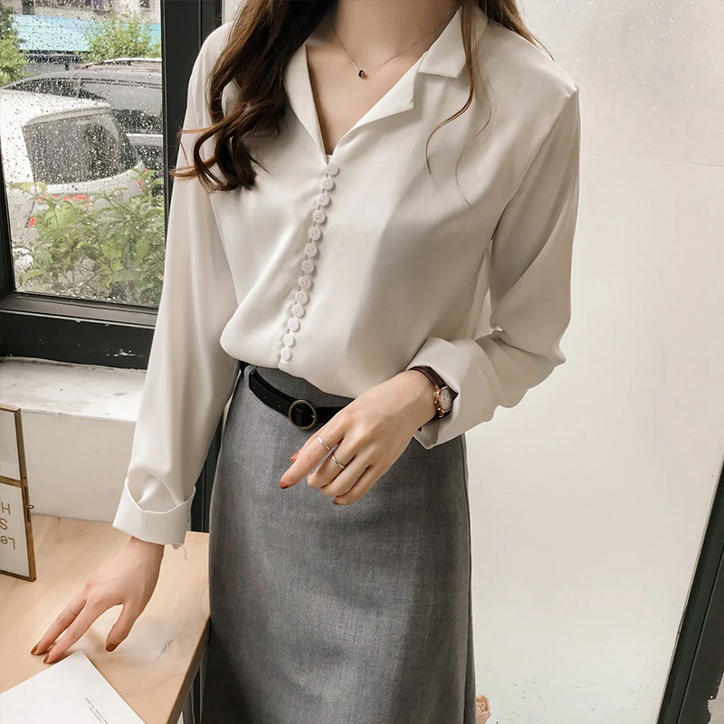 

Autumn Women 2021 Fashion Blouses Solid Plus Size Female Clothes Shirt Long Sleeve Blouse Simple Feminine Blusa