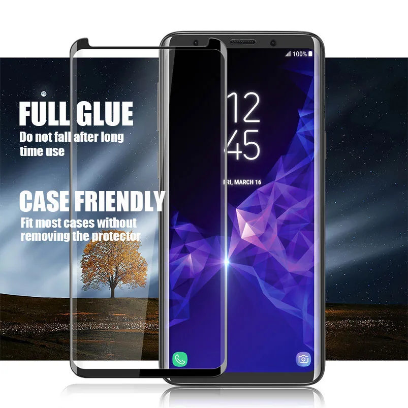 Закаленное стекло с полным клеем 9H для Samsung Galaxy Note 9 8 S9 S8 Plus S8Plus S9Plus 5D изогнутый