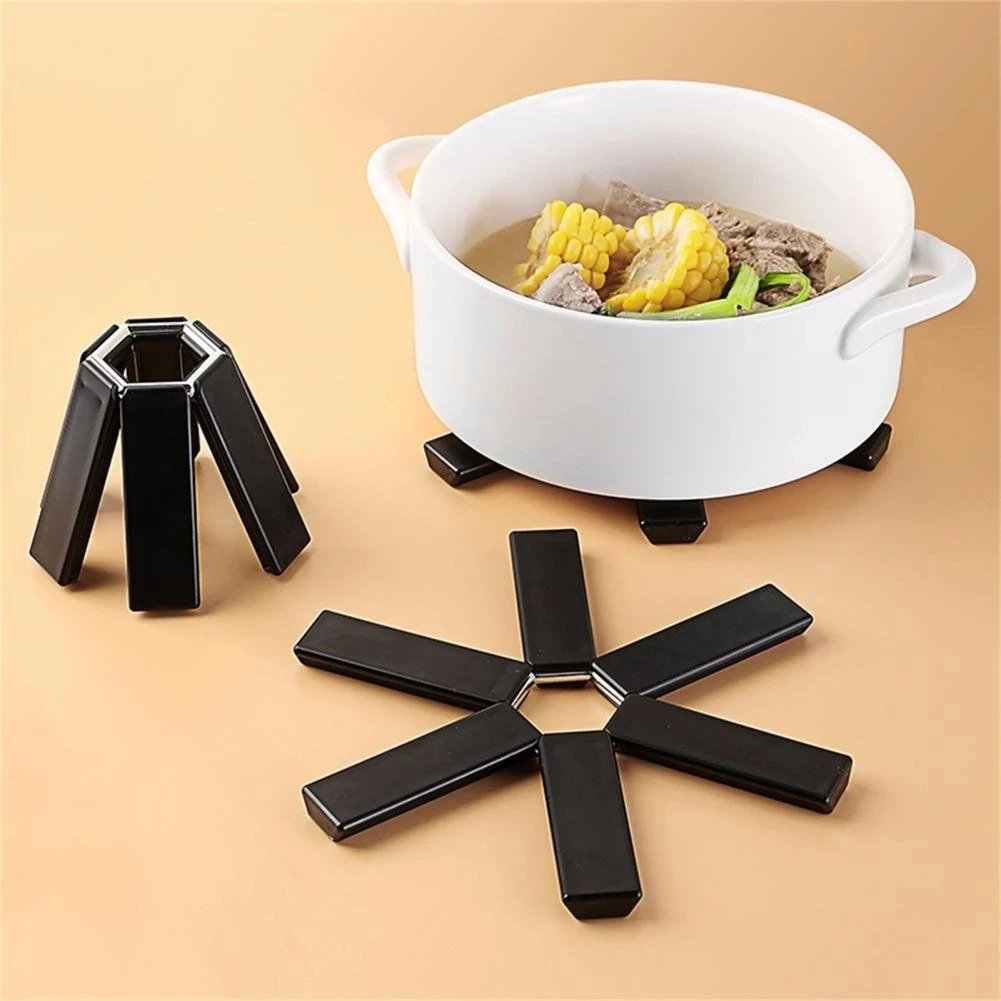 

Hot Pot Holders Pad Burrs-free Silicone Trivet Mats Heat Insolation Space-saving Folding Silicone Heat Insulation Pad