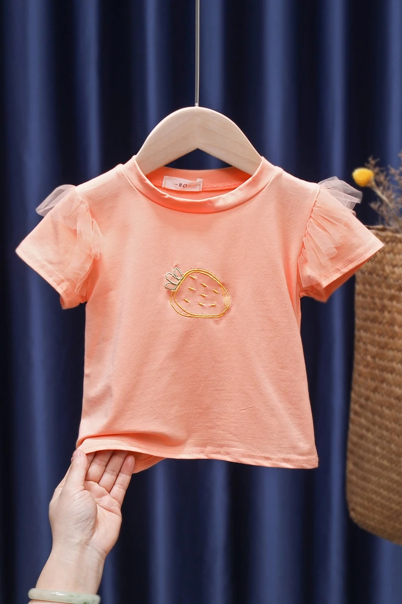 

Baby Girl Summer Clothes Short-Sleeved Cotton T-Shirt Girl Printing Korean Fashionable New Top