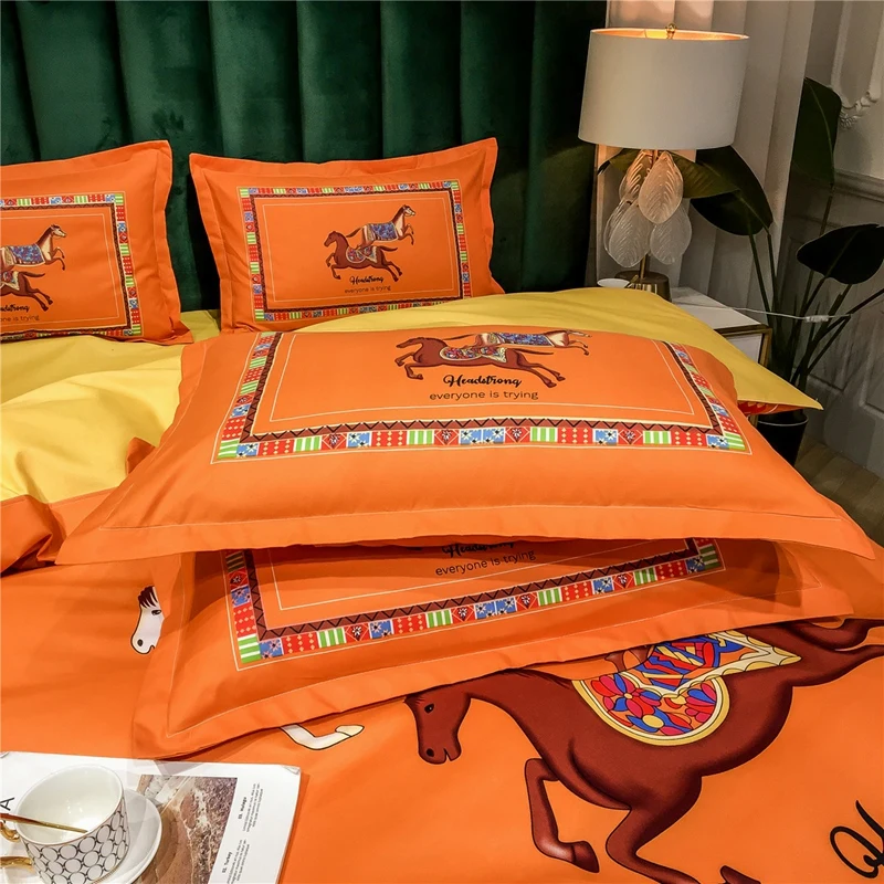 Роскошный Египетский Комплект постельного белья с изображением скачущей лошади