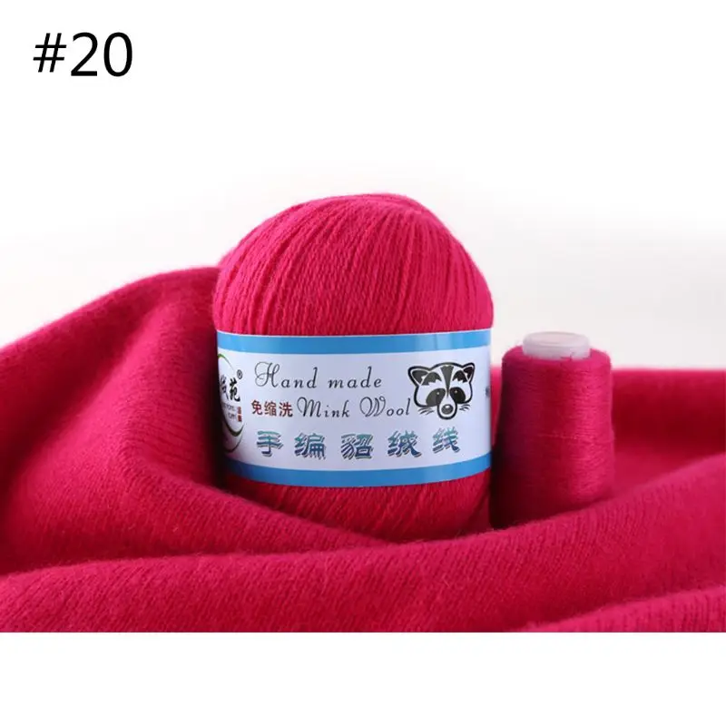 20 50g Soft Mink Wool Yarn Hand-knitted Luxury Cashmere Crochet Knitted Crochet Knitting Scarf M0XD - Color: 20