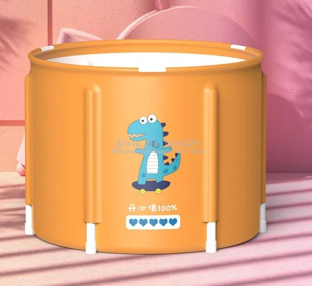 

Folding Thickened Bath Barrel Portable Adult Bathtub New PVC Barrel Home Insulation Bath Tub with Storage Bag 100L Two Drain