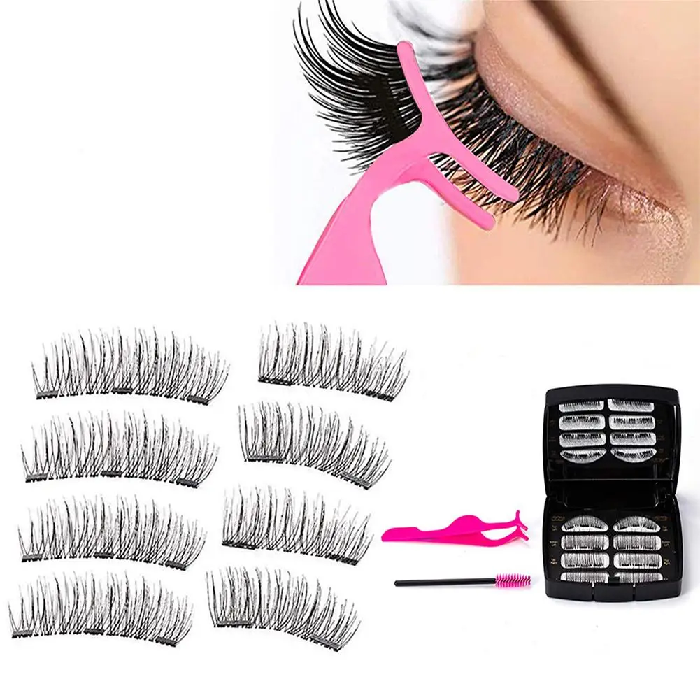 

8Pcs Women Beauty Accessories Natural Thin Dual Magnetic 3D Fake False Eyelashes