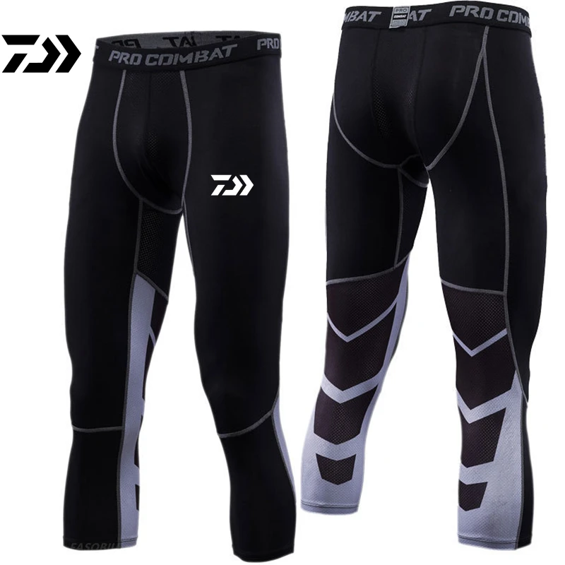 

Daiwa Men's Outdoor Fishing Fitness Tights Basic Training Capris Running Fast Dry Sweat Wicking Printed Pants