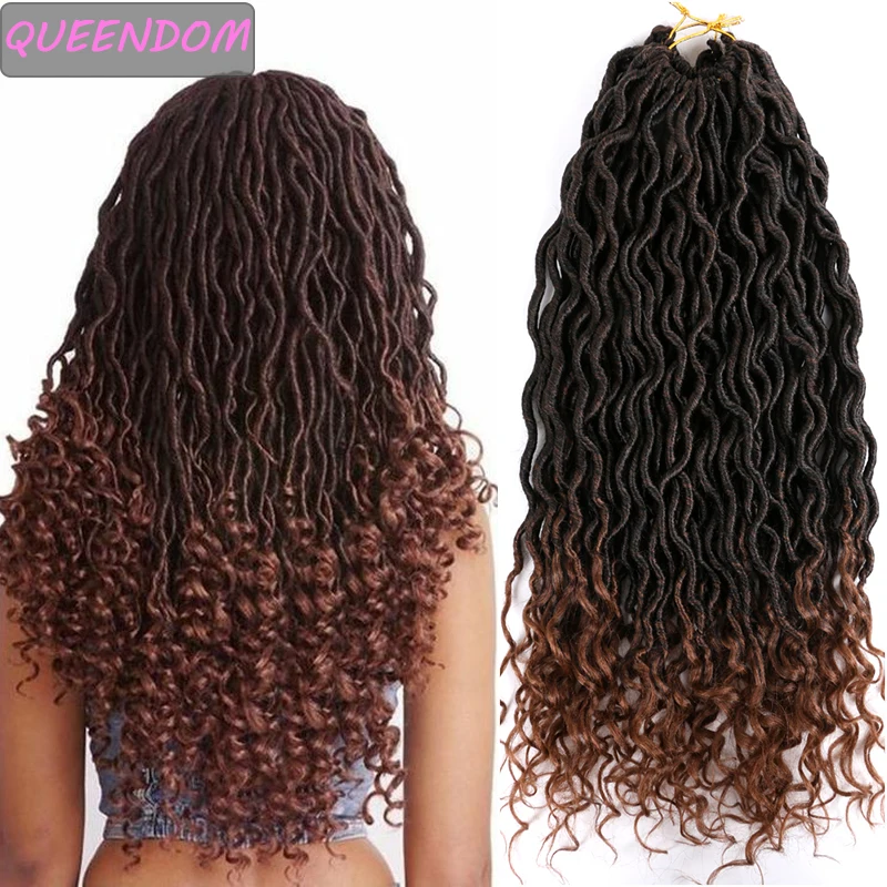 

Faux Locs Curly Ends Crochet Hair Ombre Wavy Synthetic Braiding Hair Extensions Soft Dreadlocks Crochet Braids for Afro Women