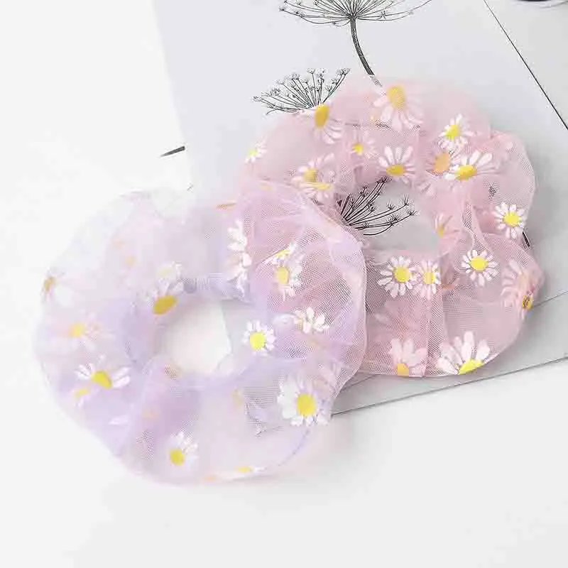 Новинка 2020 Прозрачные резинки из органзы винтажные Цветочные для волос