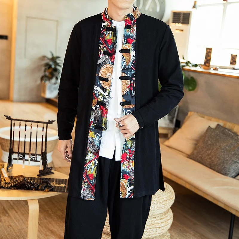 Длинная ветровка в китайском национальном стиле уличная одежда длинная куртка