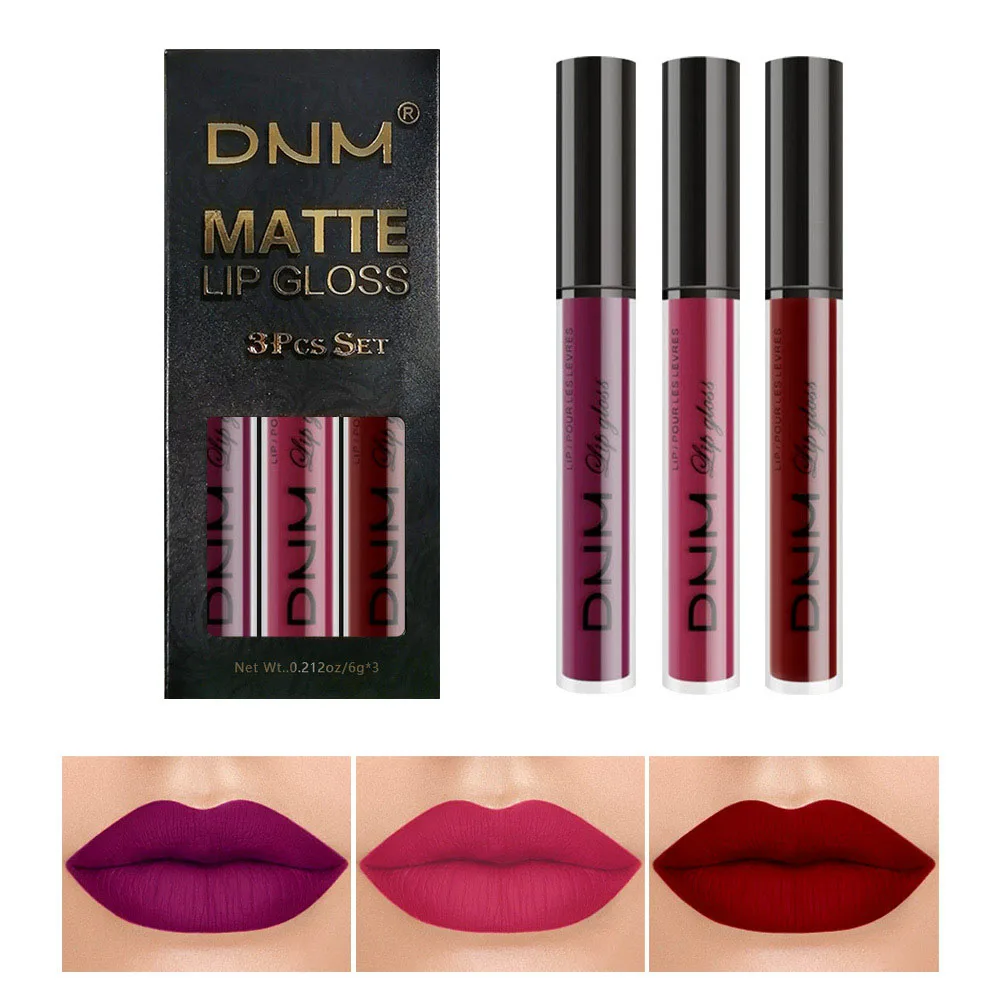 

3 Pcs Velvet Matte Lip Glaze Set Long Lasting Waterproof Easy To Wear Lipstick Many Colors Are Available Metal Sexy Lip Makeup