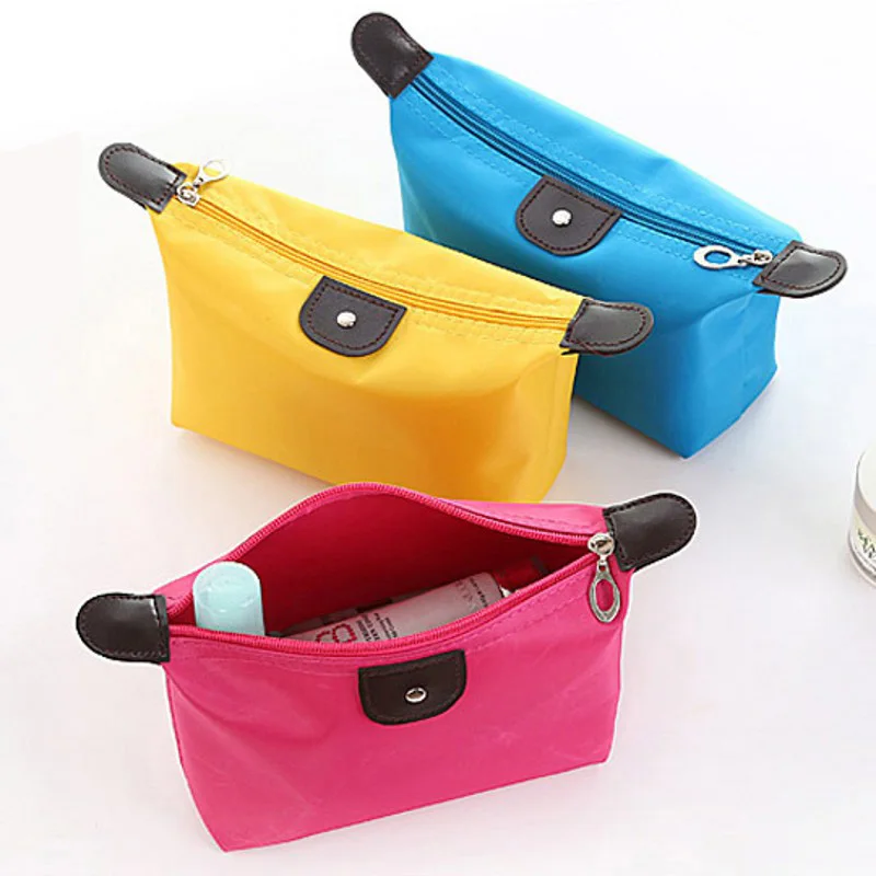 

Candy color ladies cosmetic bag nylon waterproof beautician cosmetics shop brush travel organizer essential free shipping