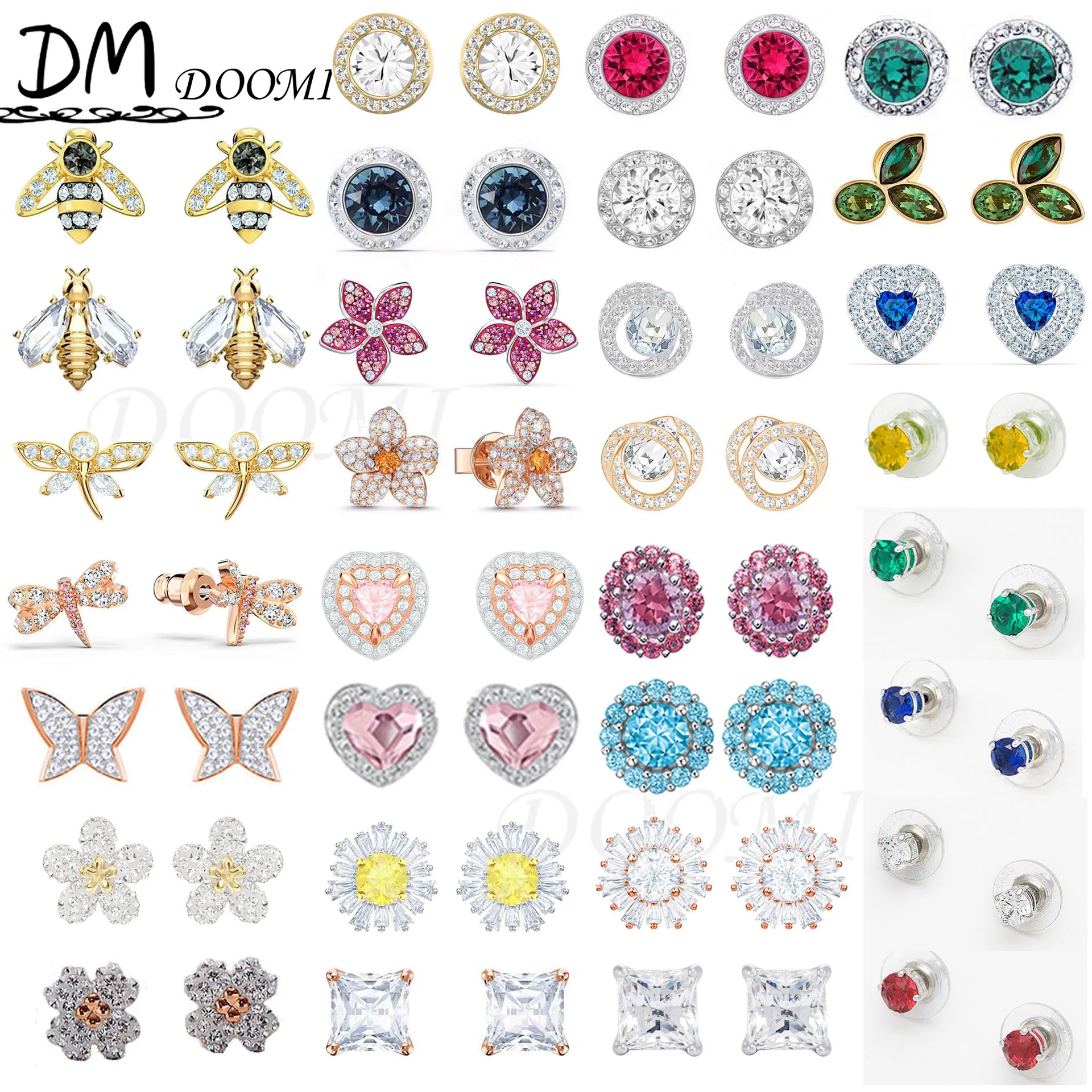 

Fashion Jewelry SWA NEW Exquisite Lucky Grass Lovely Bee Butterfly Heart Shaped Round Flower Charm Women's Earrings Best Gift