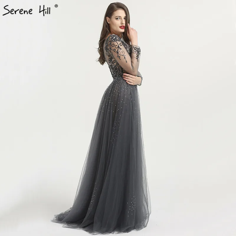 Serene Hill Elegant Sexy V-Neck Long Sleeves Evening Dress Mermaid With Train Formal Party Gown Multiple Color CLA6571
