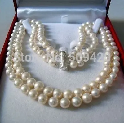 DOUBLE STRAND 7-8MM AKOYA SALTWATER PEARL NECKLACE 17-18&quot | Украшения и аксессуары