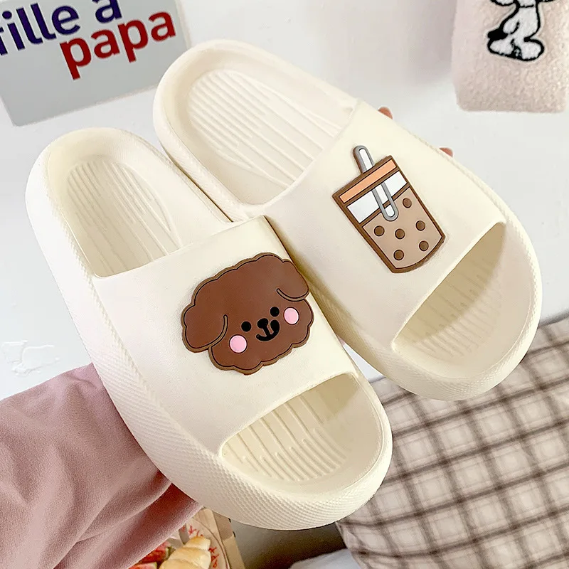 

Summer Thick Slippers for Women Cute Kawaii Men Slippers Home Bedroom Breathable Zapatillas Mujer Non Slip Female Home Slippers