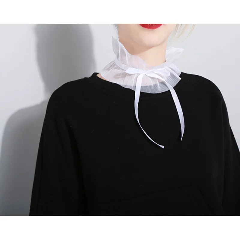 Loose Fit Irregular Pocket White Sweatshirt New Round Neck Long Sleeve Women Fashion Tide Spring Autumn 2021 New Thick Hoodie