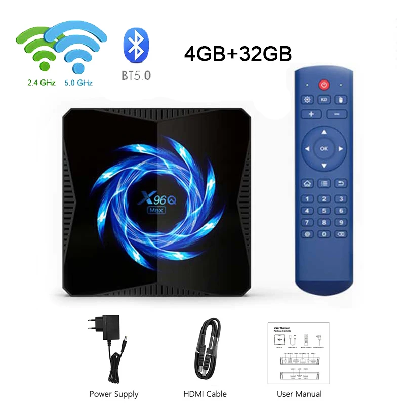 Приставка Смарт ТВ X96Q MAX 4 + 32/64 ГБ 2 4/5 0 ГГц Wi Fi Bluetooth|ТВ-приставки и медиаплееры| |