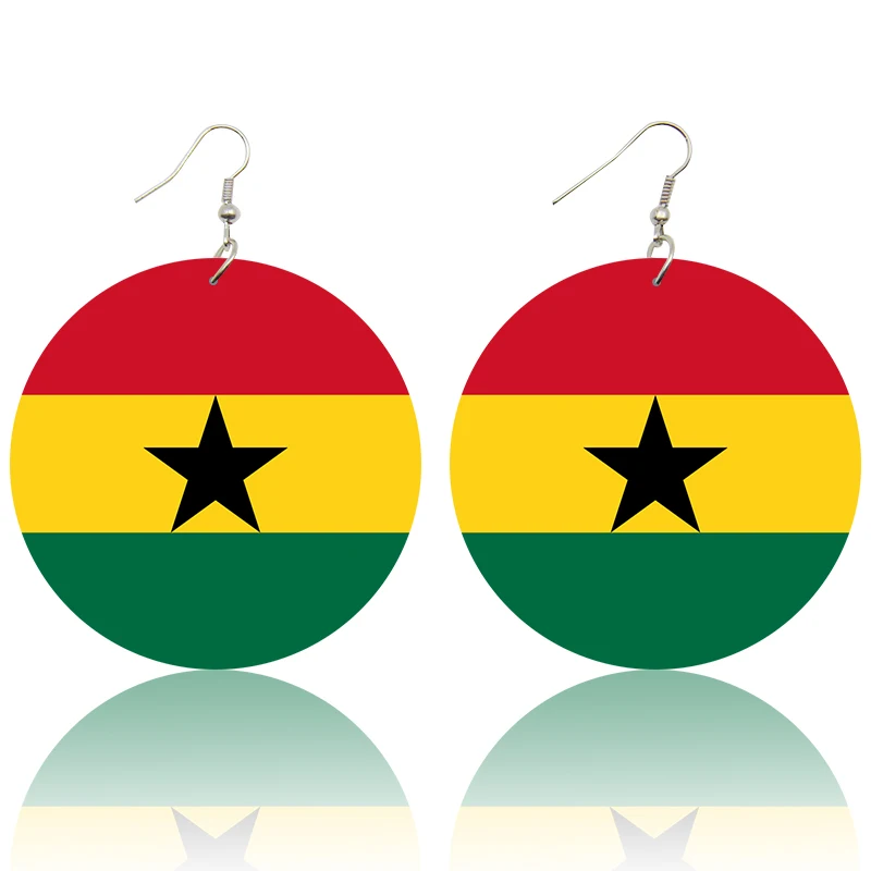 Ghana SOMESOOR Модные Печатные Национальные Флаги деревянные висячие серьги Африка Америка Европа страна персонализированные ювелирные изделия для женщин Подарки - Окраска металла: Ghana