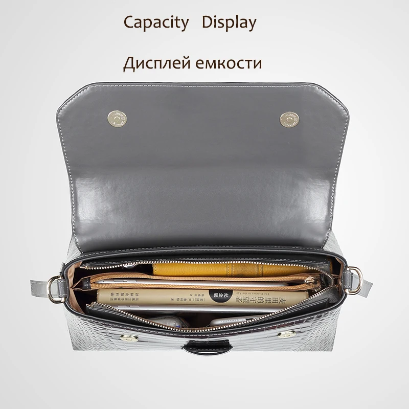 Qiwang женская сумка из натуральной кожи серая Сумочка 2019 роскошная через плечо