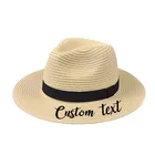 Шляпа Солнцезащитная унисекс с вышивкой, индивидуализированная Панама от солнца с крупными полями и текстовым логотипом, для пляжа и отдыха на открытом воздухе, летняя