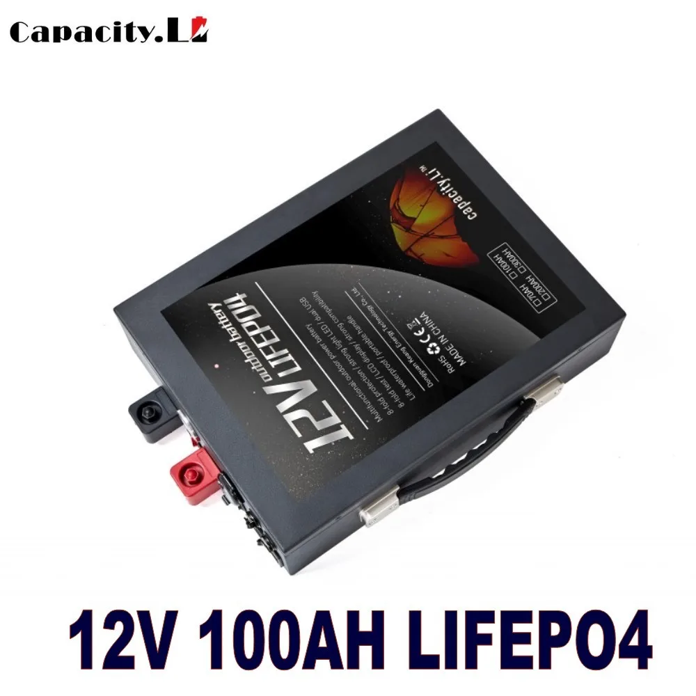 Аккумуляторная батарея 12 В lifepo4 100 Ач со встроенной фотобатареей для фототехники