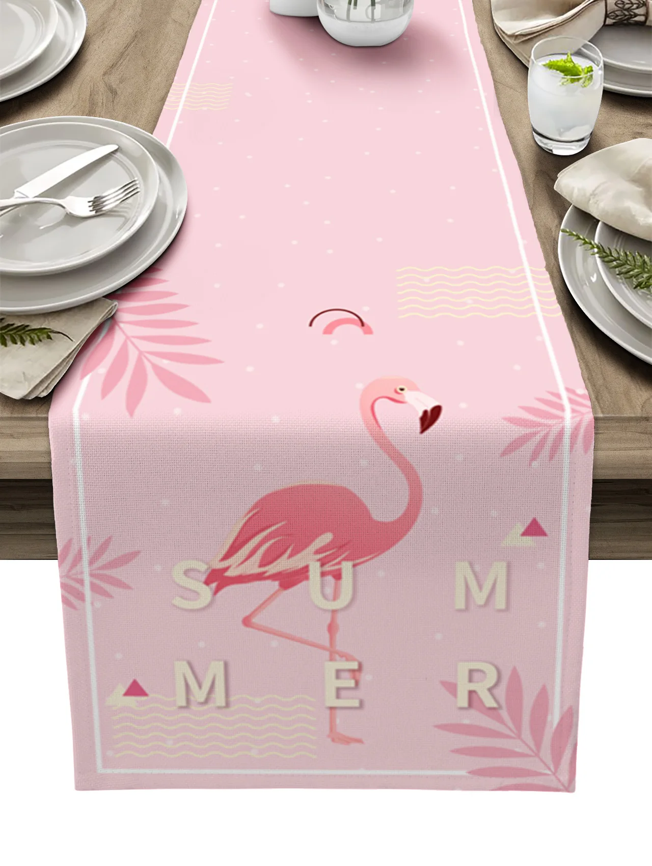

Flamingo Animal Tropical Birds Luxury Table Runner Dining Table Wedding Party Christmas Cake Floral Tablecloth Decoration