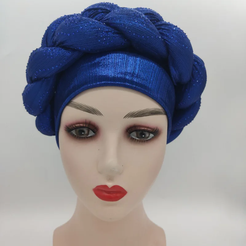 

Newest design african aso oke headtie auto asoebi gele headwear flower decorate best quality african turban headwraps wholesale