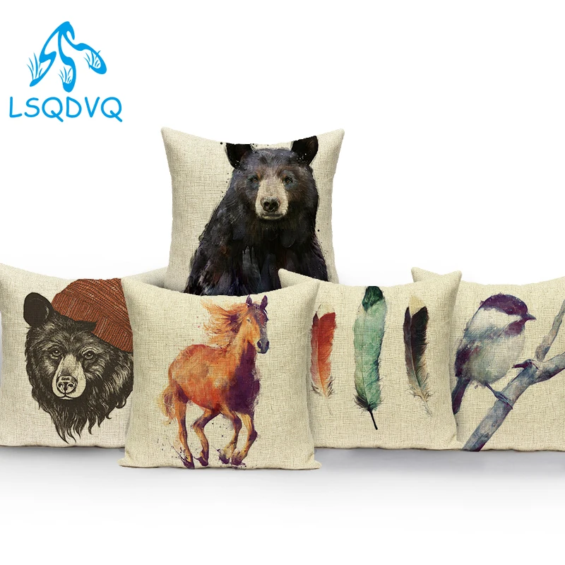 

Декоративные диванные подушки Чехол полиэстер Животные лошадь олень рыб тигра совы для подушки, чехол для дивана, чехлы на подушки для дома ...