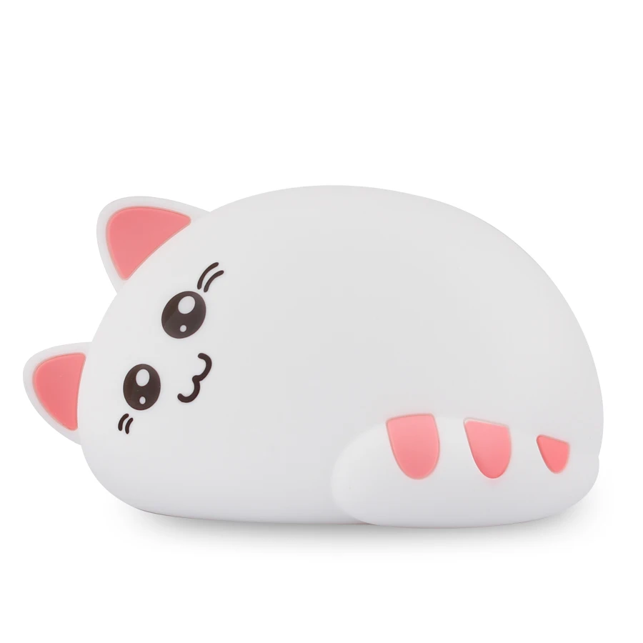 Ночник лампа USB перезаряжаемая мультяшная кошка LED Животное стиль силиконовая